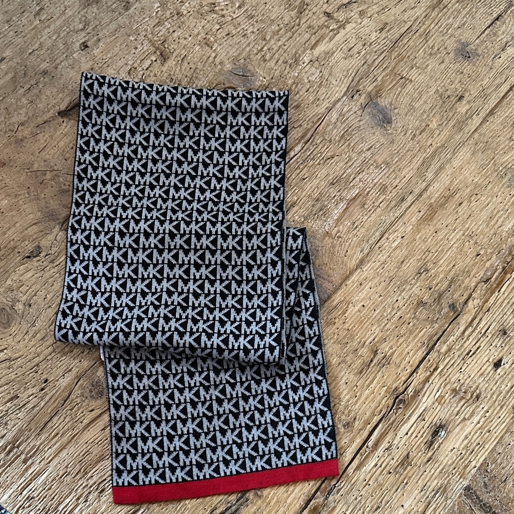 Michael Kors Monogram Scarf with Red Accent